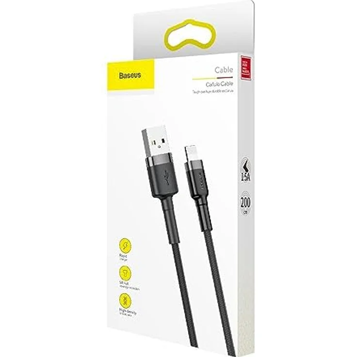Baseus Cafule Cable - USB to Lightning Cable, 1.5 A, 2 M (Grey-Black) – Bild 5
