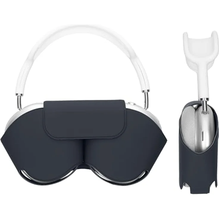 kwmobile Hülle kompatibel mit Apple AirPods Max Case - weiche Kopfhörer Tasche - Etui aus Polyester - Dunkelblaues Cover – Bild 1