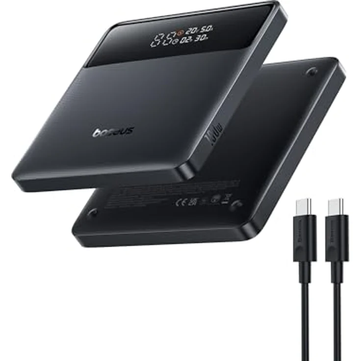 Baseus Powerbank 20000mAh 100W PD Blade H1 - Schlanker externer Akku QC 4.0 Schnellladegerät, für Laptops, MacBook, iPad, iPhone, Switch, Steam Deck, Samsung Galaxy, AirPods - Orange LED Statuslicht - 2024 Upgraded – Bild 2