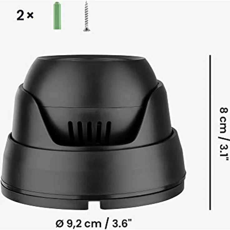 kwmobile Dummy Kamera für Deckenunterbau - mit LED Licht - Dome Überwachungskamera Attrappe - täuschend echte Fake Security Camera in Schwarz – Bild 4