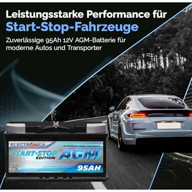 Electronicx AGM Autobatterie 95AH - 12V Starterbatterie für Start-Stop Systeme, wartungsfrei und hochleistungsfähig – Bild 2
