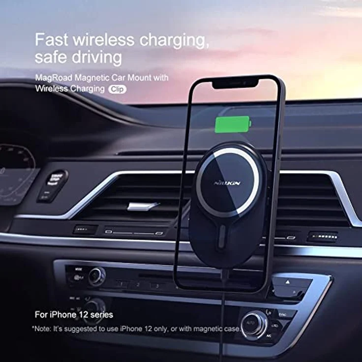 Nillkin MagRoad Qi Wireless Charger, Smartphone Halterung mit MagSafe, Schwarz, 360° drehbar für KFZ-Lüftungsgitter – Bild 4