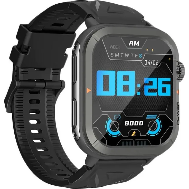 Blackview W30 Smartwatch, 1,91" Display, integriertes Mikrofon, GPS, Schwarz