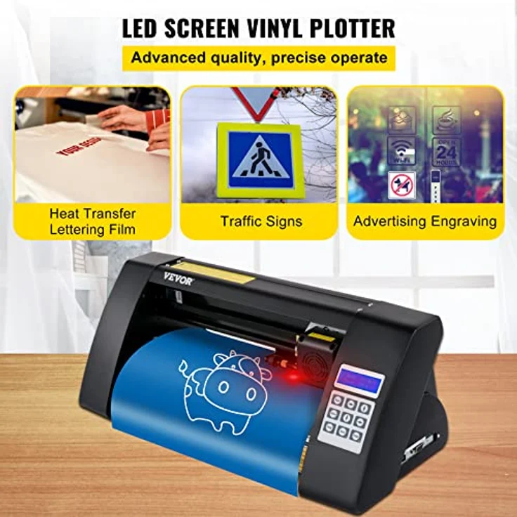 VEVOR Vinyl Schneideplotter 375 mm, Folienschneider mit max. Schnittbreite 285 mm, Signmaster-Software, Windowskompatibel, Schnittpräzision ±0,001 mm, Halbautomatischer Folienplotter – Bild 2