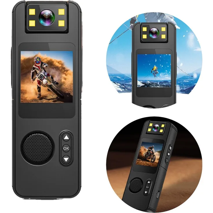 Dopwii Body Cam 1080P, Körperkamera mit Audio, 180° drehbarem Objektiv, WiFi, Nachtsicht und 64 GB TF-Karte