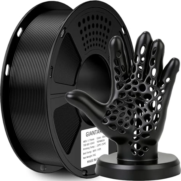 GIANTARM ABS+ Filament 1.75mm, 3D Drucker Filament 1KG, Durchmessertoleranz +/- 0.02mm, schwarz, hohe mechanische Festigkeit und Elastizität – Bild 1