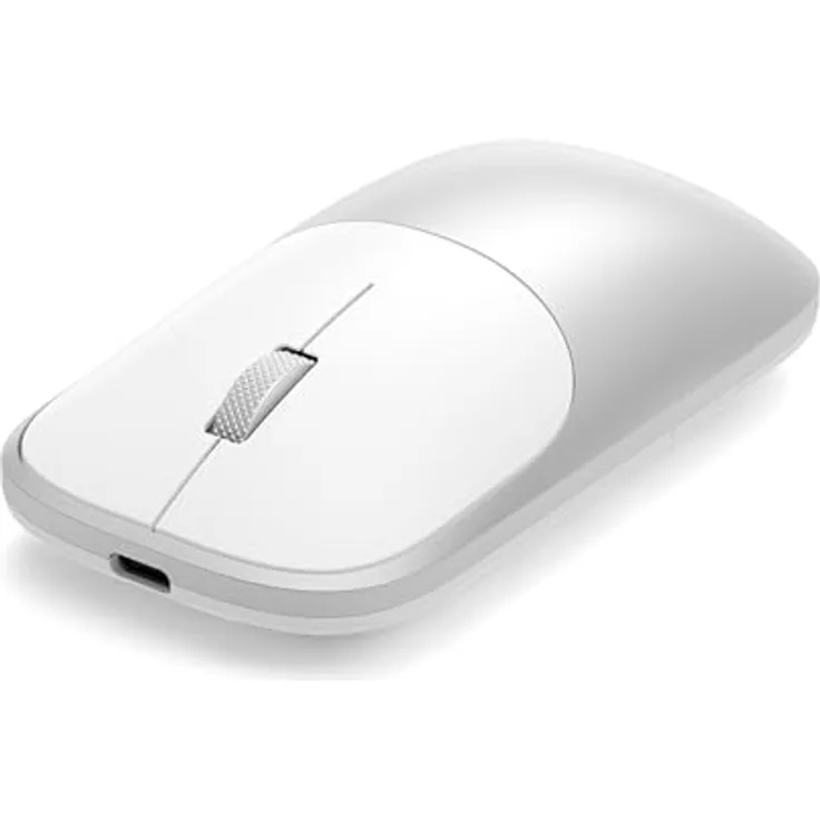 SATECHI Slim EX Kabellose Computermaus, Multi Device mit Bluetooth & 2,4-GHz, leise Klicks, eloxiertes Aluminiumgehäuse, USB-C-Akku, Silber