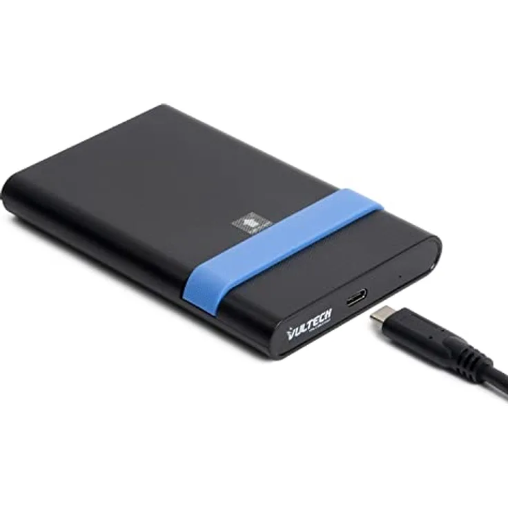VulTech GS-15U3TC Externes Gehäuse 2,5 Zoll für SATA III, bis 8 TB, USB 3.1 Gen2 Type-C, 10 Gbit/s, kompatibel mit PS5, Xbox, Windows, Mac