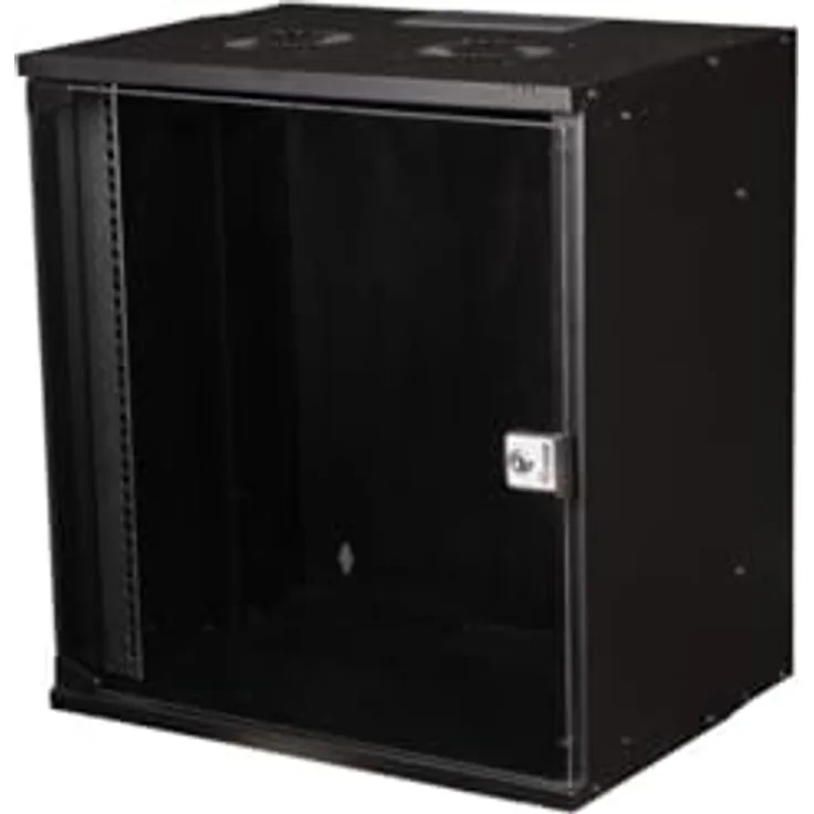 Equip Wandgehäuse 19" 12U 540x400mm schwarz, Netzwerkschrank mit Fronttür aus gehärtetem Glas