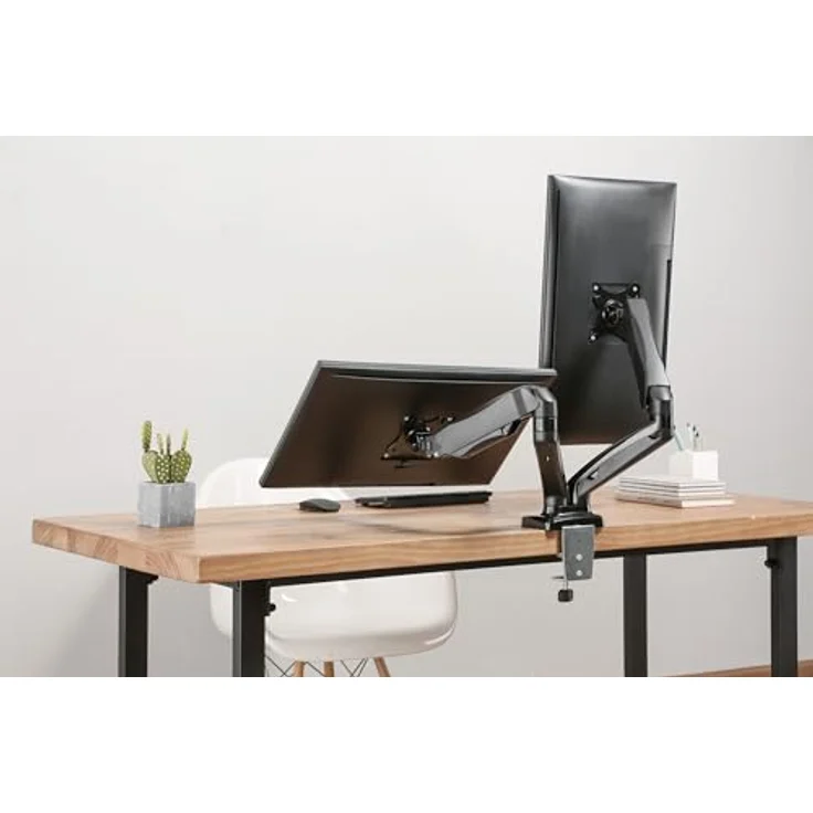 Manhattan 462501 Monitor-Tischhalterung, für 2 Monitore 17" bis 32", höhenverstellbar, schwarz – Bild 5