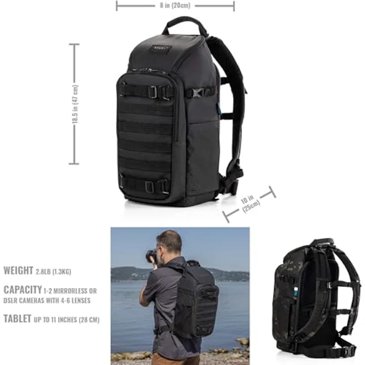 Tenba Sac à DOS Axis V2 16L, Rucksack für Kamera- und Tablet-Ausrüstung, Schwarz, mit RFID-Schutz und Airflow-Gurtsystem – Bild 2