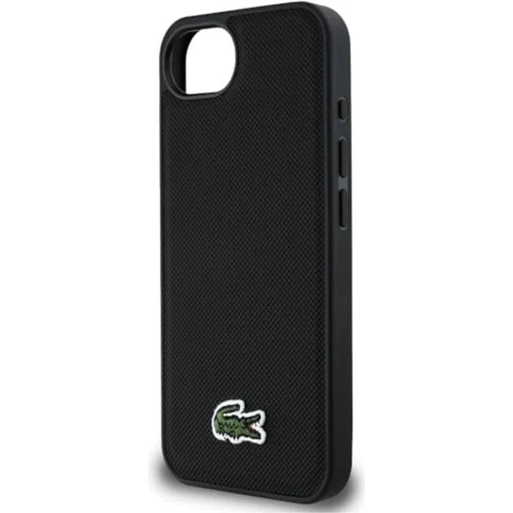 Lacoste Case Iconic Petit Pique Woven Logo MagSafe, Smartphone Hülle aus strapazierfähigem PU-Material für iPhone 16e, Schwarz – Bild 6