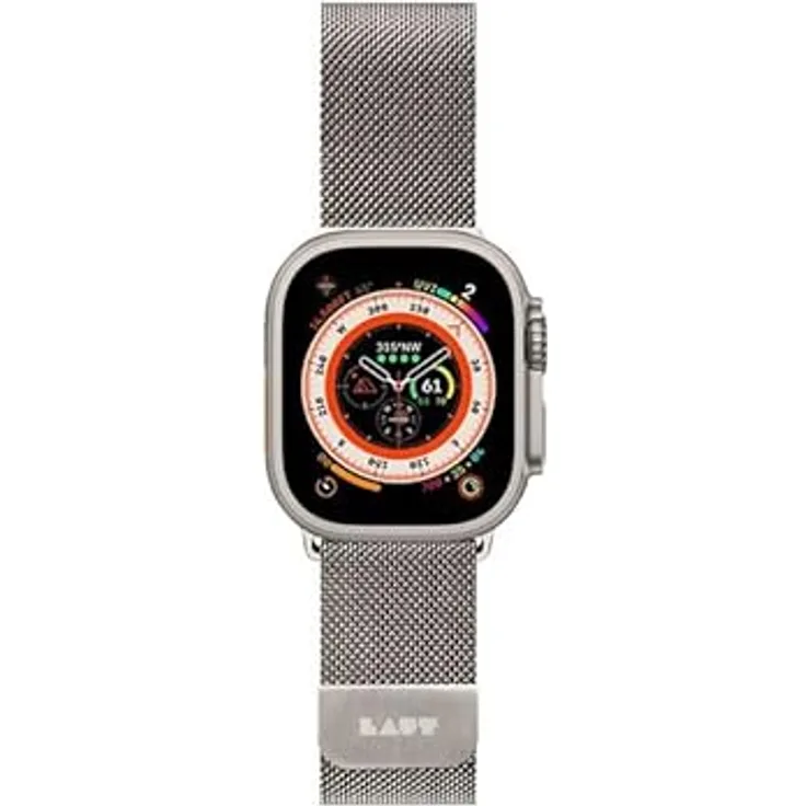 LAUT Ultra Loop, Armband für Apple Watch 49 mm, Edelstahl, Silber