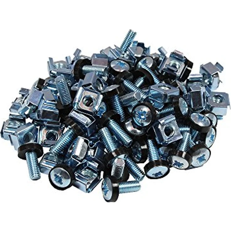 GOOD CONNECTIONS Wandgehäuse, Befestigungssatz M6 für 10" und 19" Komponenten, 50x Linsenkopfschrauben und Käfigmutter, Silber/Schwarz – Bild 1