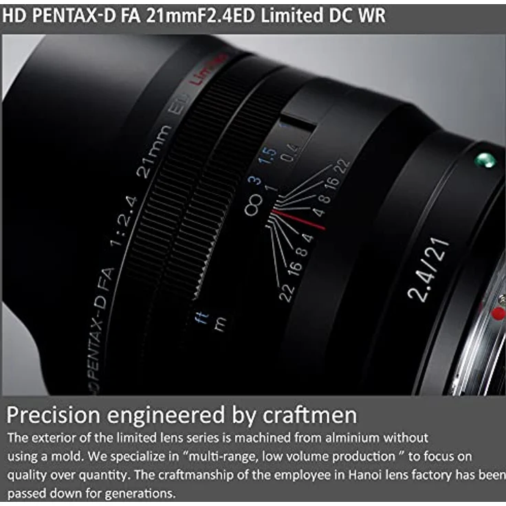 HD 28040 PENTAX-D FA 21mmF2.4ED Limited DC WR in Schwarz Ultra-Weitwinkel-Objektiv mit,Festbrennweite [Zur Verwendung Verwendung mit 35 mm Vollformat-DSLR-Kameras] – Bild 4