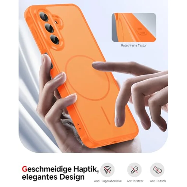 LeYi für Samsung Galaxy A26 5G Hülle mit Magsafe, inklusive 2X Panzerglas, ultra-starker Magnetbefestigung, orange – Bild 2