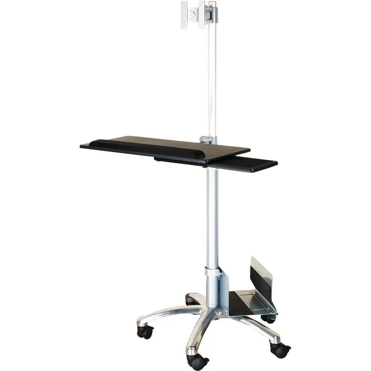 Value Mobile PC Rollständer, Monitor Halterung mit VESA 75/100, höhenverstellbar 1100-1700 mm, Silber
