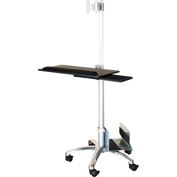 Value Mobile PC Rollständer, Monitor Halterung mit VESA 75/100, höhenverstellbar 1100-1700 mm, Silber