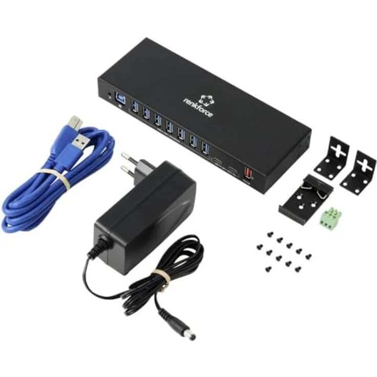 Renkforce RF-7403762 USB-Hub 10 Port USB-A, USB-C® mit 5 GBit/s für industrielle Anwendungen, schwarz – Bild 3