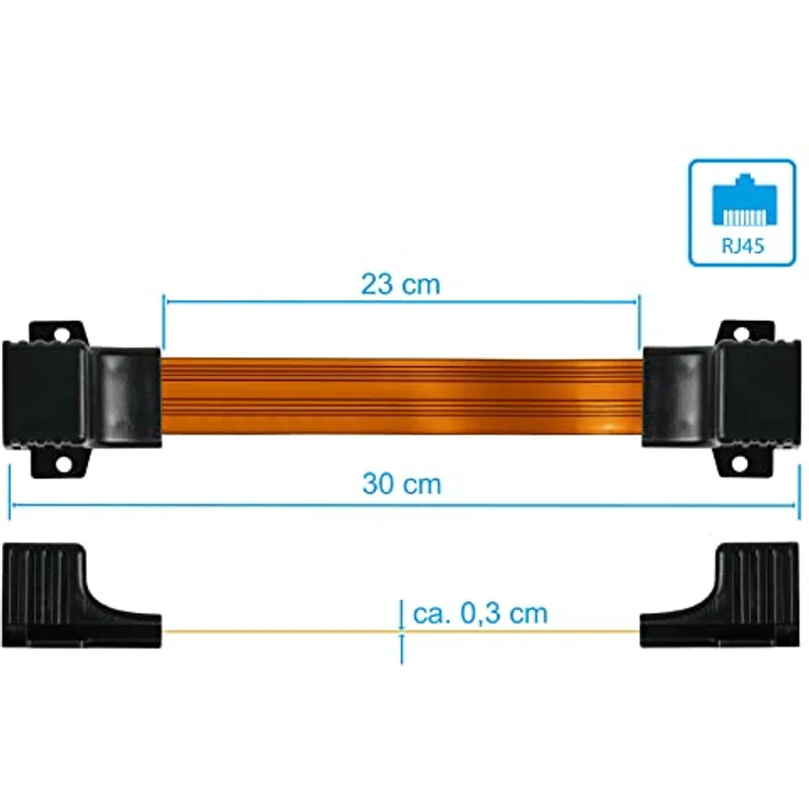 Good Connections RJ45 Ethernet LAN Tür-/Fensterdurchführung - High-Quality, extrem flach - beidseitig RJ45-Buchse - Gesamtlänge inkl. Stecker 30 cm, flexible Länge 23 cm – Bild 3