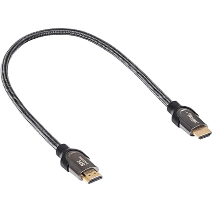 AKYGA HDMI-Kabel AK-HD-05S, 48Gb/s, 8K@60Hz, 4K@120Hz, ver. 2.1, 0.5m, schwarz, mit Ethernet für TV, Spielkonsole, Beamer, Heimkino, Laptop, PC – Bild 2