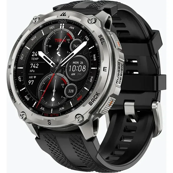 KOSPET Tank T4, 3,63 cm (1.43"), AMOLED Touchscreen Smartwatch mit GPS, wasserdicht 10 ATM, in Silber