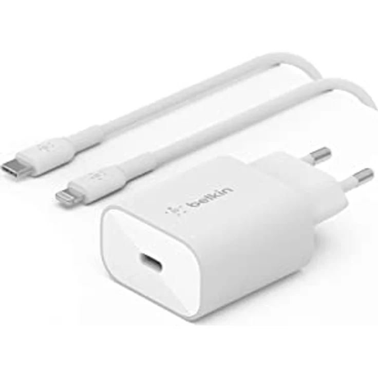 Belkin 25-W-Power Delivery-USB-C-PPS-Ladegerät mit USB-C/Lightning-MFi-Kabel, USB-C PD-Netzadapter, PPS-fähiges Schnellladegerät für Geräte wie das iPhone 14/14 Plus, 13, 12, 11 Pro, Pro Max, mini – Bild 1