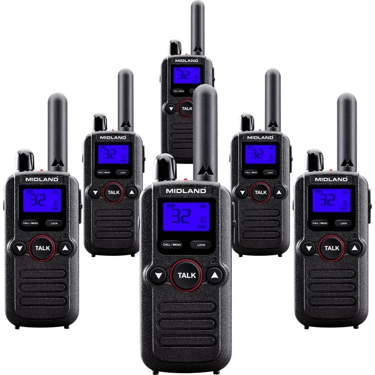 Midland BR180 Business Radio C1625.01, 6er Set PMR-Funkgeräte mit 6-fach Standlader, lizenzfrei und leicht (18 g)