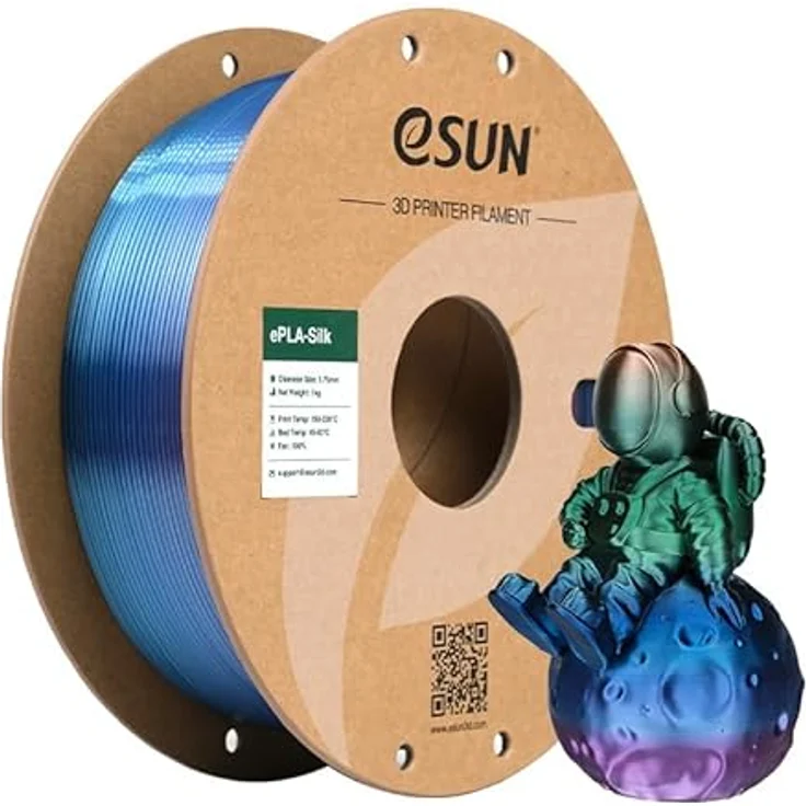 eSUN Silk Rainbow PLA Filament 1.75mm, Silky Multicolored 3D Drucker Filament, Farbverlauf wechselnd, 1KG Spule (2.2 LBS) für 3D Drucker, Kosmos Regenbogen – Bild 1