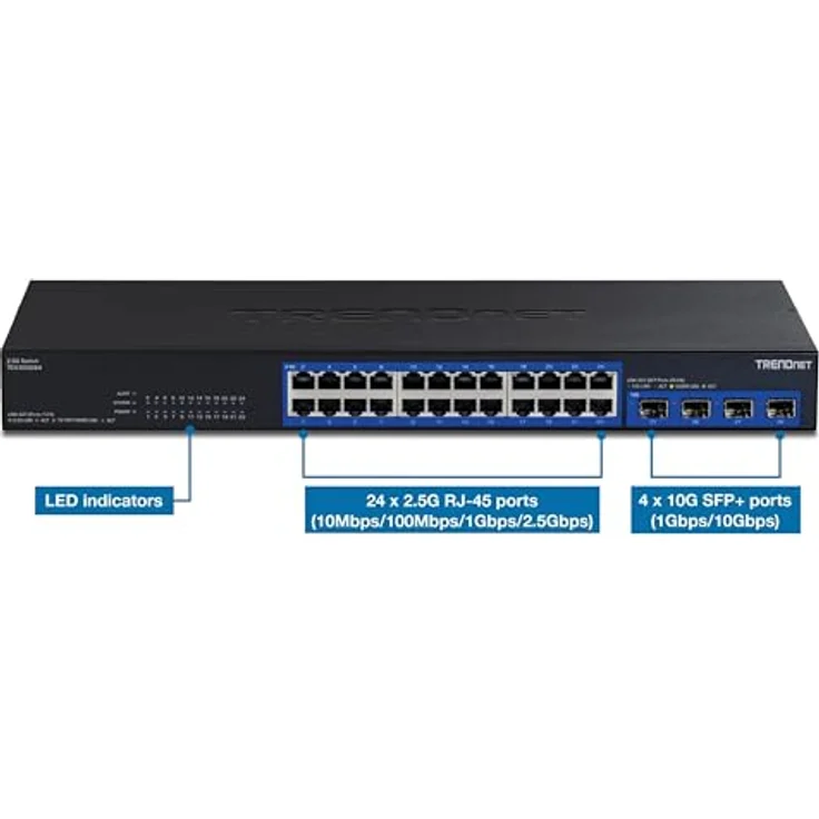 Trendnet TEG-S50284, Gigabit Ethernet Switch mit 28 Ports, Smart-Managed, 200 Gbit/s Switching-Kapazität, Schwarz – Bild 3