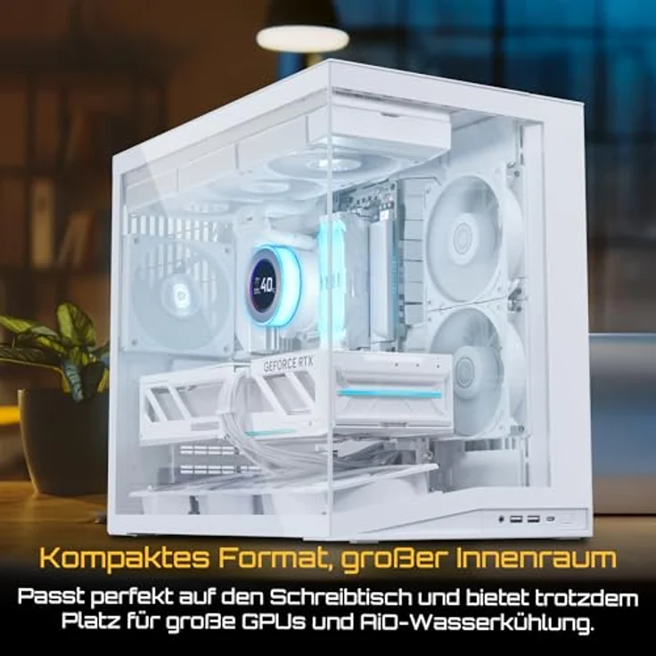 Lian Li O11 Dynamic Mini V2 Flow PC-Gehäuse, Mini-Gehäuse für ATX, Tempered Glass, weiß, inklusive 5x 120-mm-Lüfter – Bild 2