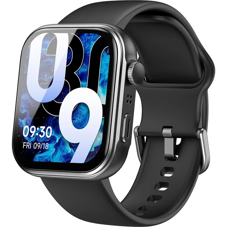 TOZO S6 Smartwatch, AMOLED Display mit 1,85 Zoll HD Touchscreen, Bluetooth-Anrufen, 100+ Sportmodi, IP68 Wasserschutz, Gesundheitsüberwachung