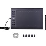 Bisofice 10x6 Zoll Professional Graphics Drawing Tablet mit 8192 Stufen Batteriefreier Stift, 12 Express-Tasten, PC/Laptop-Verbindung - Schwarz