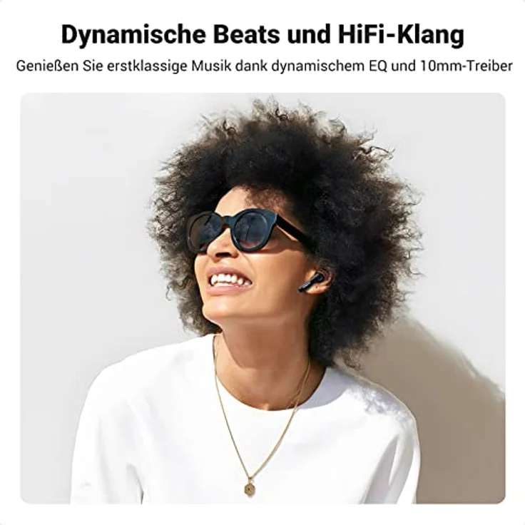 UGREEN HiTune T3 Bluetooth Kopfhörer In Ear, kopfhörer kabellos mit 10mm-Treiber, aktive Geräuschunterdrückung, tiefer Bass, Bluetooth 5.2, 24 Std. Spielzeit, KI-Anruf Rauschunterdrückung, Schwarz – Bild 2