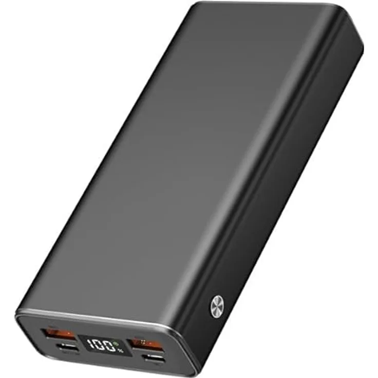 2GO Powerbank 20000mAh, 2X USB-A, 1X USB-C, Aluminium, schnelles Aufladen