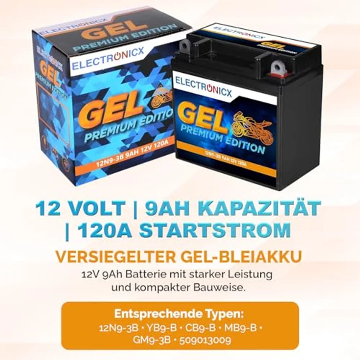 Electronicx GEL-12N9-3B, GEL Motorradbatterie 9Ah 12V für Motorrad, Roller und Quad – wartungsfrei, auslaufsicher, vibrationsfest – Bild 5