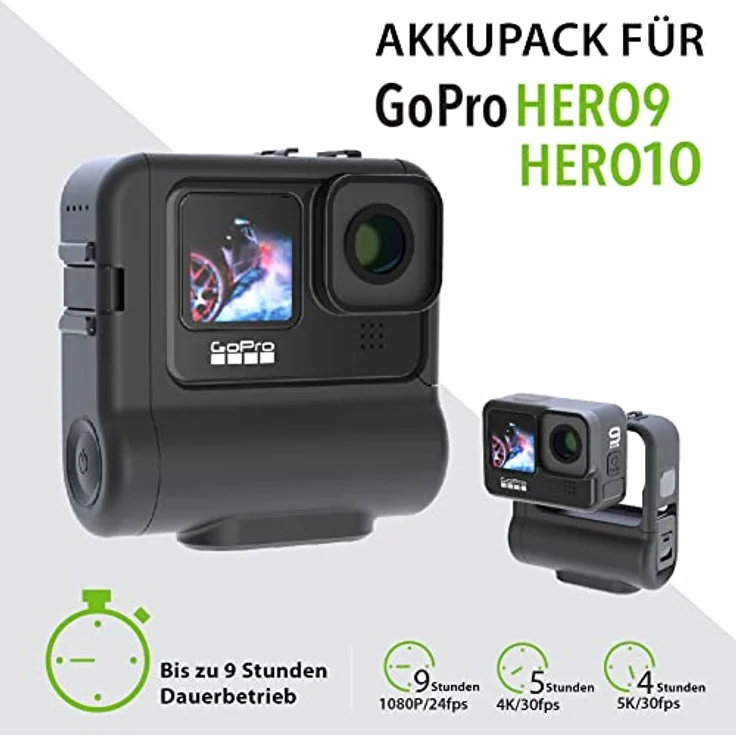 DigiPower Re-Fuel Akkupack, 9 Stunden Akkulaufzeit für GoPro HERO11 & HERO10 Black & HERO9 Black, kompatibel mit GoPro Action-Kamera, IP68 wasserdicht und staubdicht, Allwetter, schwarz – Bild 2