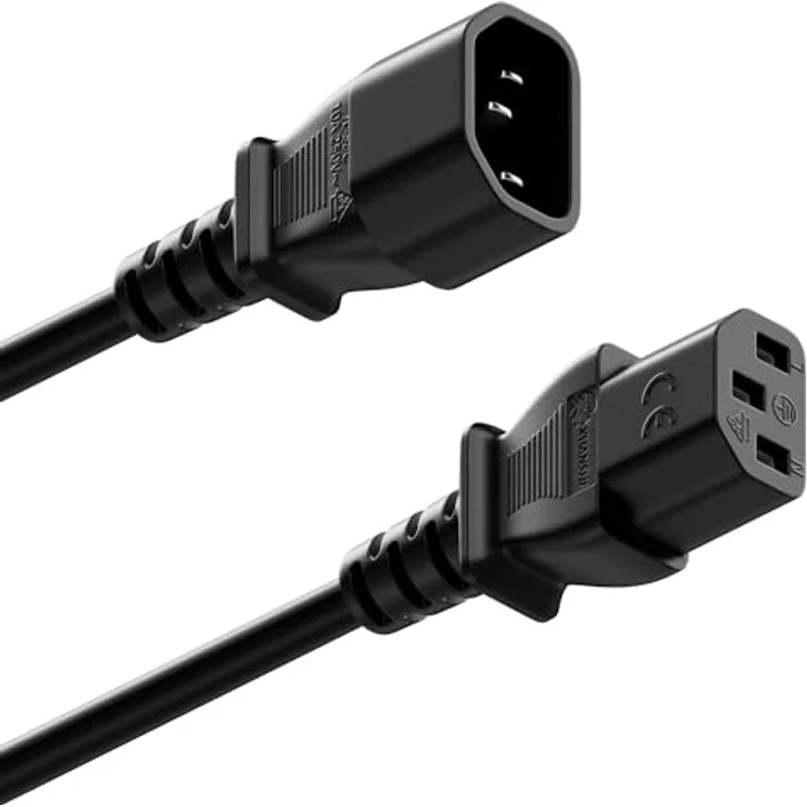deleyCON 4m Kaltgerätekabel Verlängerung, IEC C13 auf C14, max. 1600 Watt, Schwarz – Bild 3