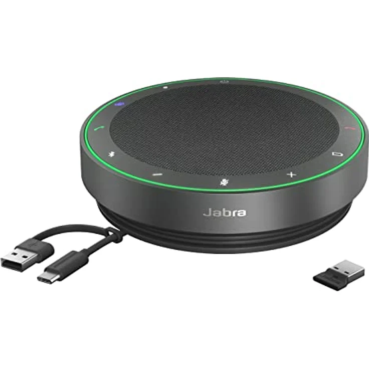 Jabra Speak2 75 schnurlose Freisprechlösung mit USB-A Bluetooth-Adapter, 4 Mikrofone mit Geräuschunterdrückung, 65 mm Breitband-Lautsprecher, für Zoom und Google Meet zertifiziert, Dunkelgrau – Bild 1