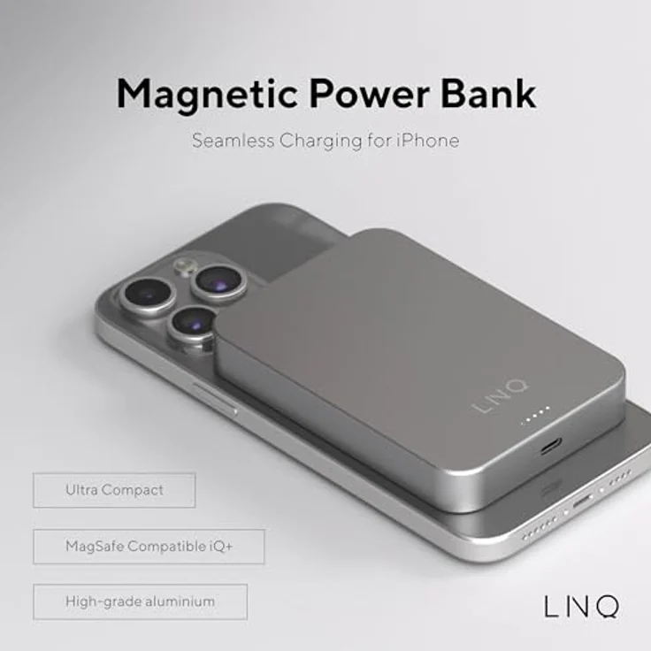 Linq Connects Magnetische Kabellose Powerbank 10000 mAh, Schnelles Kabelloses Laden bis zu 15W, Schwarz – Bild 2