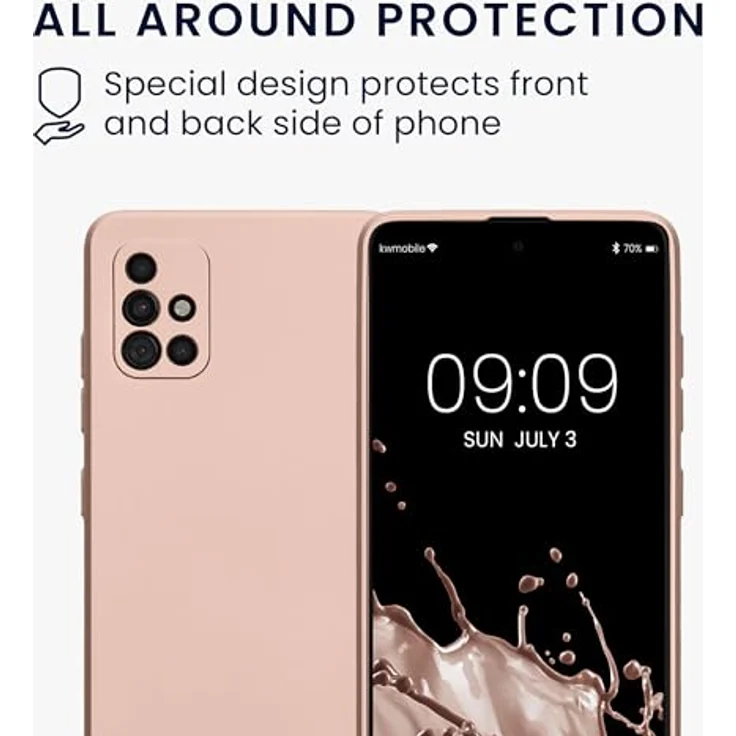 kwmobile Handyhülle für Samsung Galaxy A51 - weiche Silikon Case mit metallischem Schimmer in Metallic Rosegold - rutschfest und reißfest – Bild 5