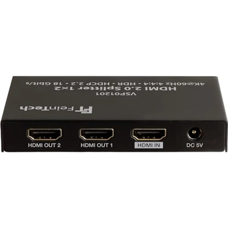 FeinTech VSP01201 HDMI 2.0 Splitter 1 auf 2 Verteiler Ultra-HD 4K60Hz YUV 4:4:4 HDR HDCP 2.2 EDID 18 Gbps – Bild 2