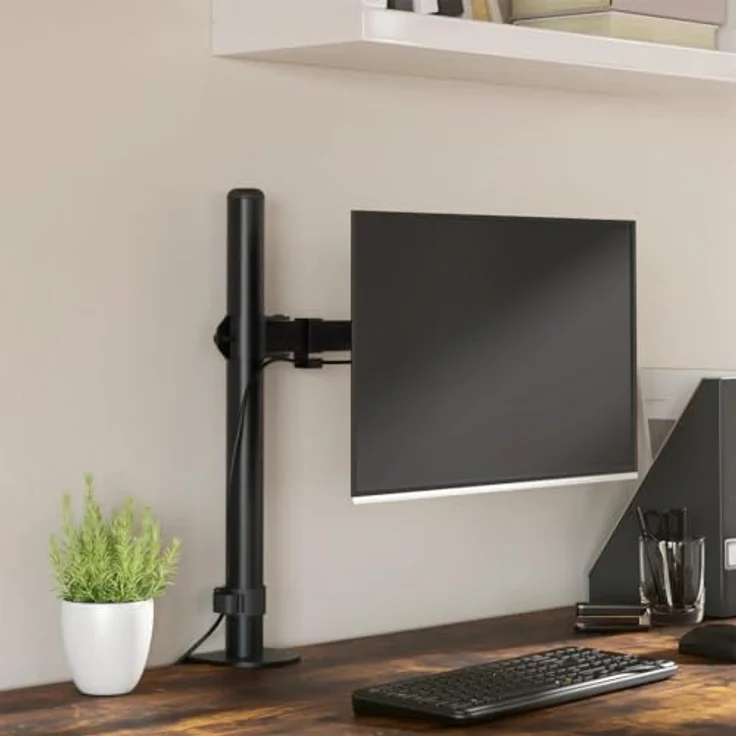 vidaXL Verstellbare Monitorhalterung, Tischhalterung mit C-Klemme für 1 Monitor, Metall, VESA 75/100 mm, Schwarz – Bild 2