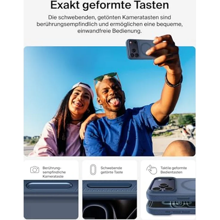 Belkin SheerForce Grip Schutzhülle für iPhone 17 Pro Max, Stoßschutz bis 2m, strukturierte Oberfläche, kabelloses Laden, dklblaue Farbe – Bild 5