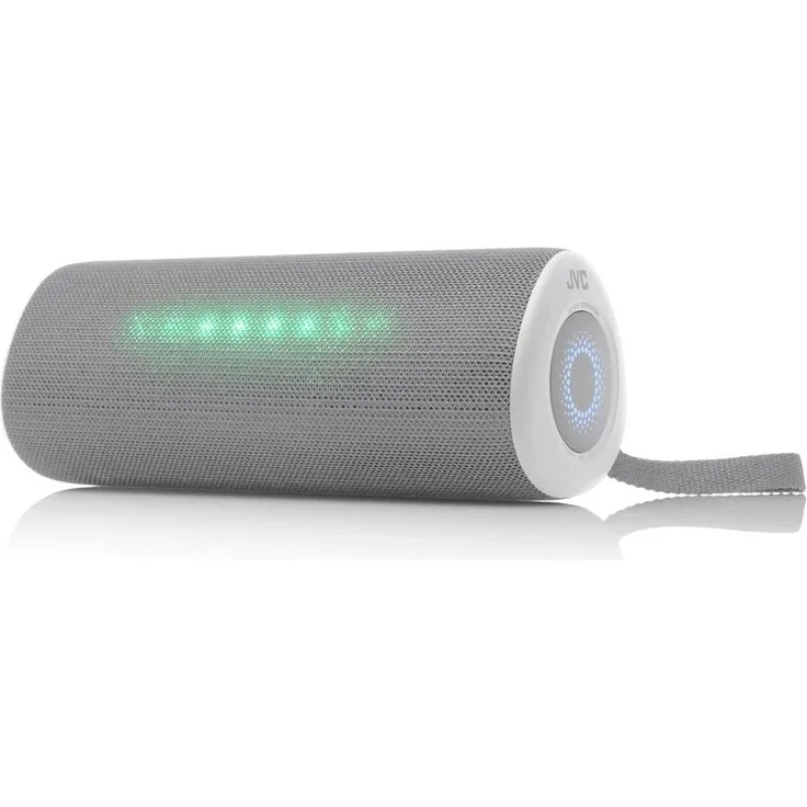 JVC XS-E423G BT-Lautsprecher grau, Spritzwassergeschützt, Bluetooth 5.0, FM-Radio, bis zu 14 Stunden Akkulaufzeit
