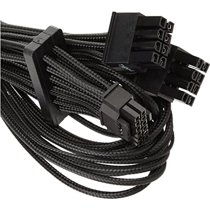 Corsair Premium 600W PCIe 5.0 / Gen 5 12VHPWR-Netzteilkabel – Passend für Typ-4-Netzteile über Zwei 8-Pin-PCIe-Anschlüsse – 12+4-Pin-Stecker – Mesh-Paracord-Ummantelung – Schwarz – Bild 3
