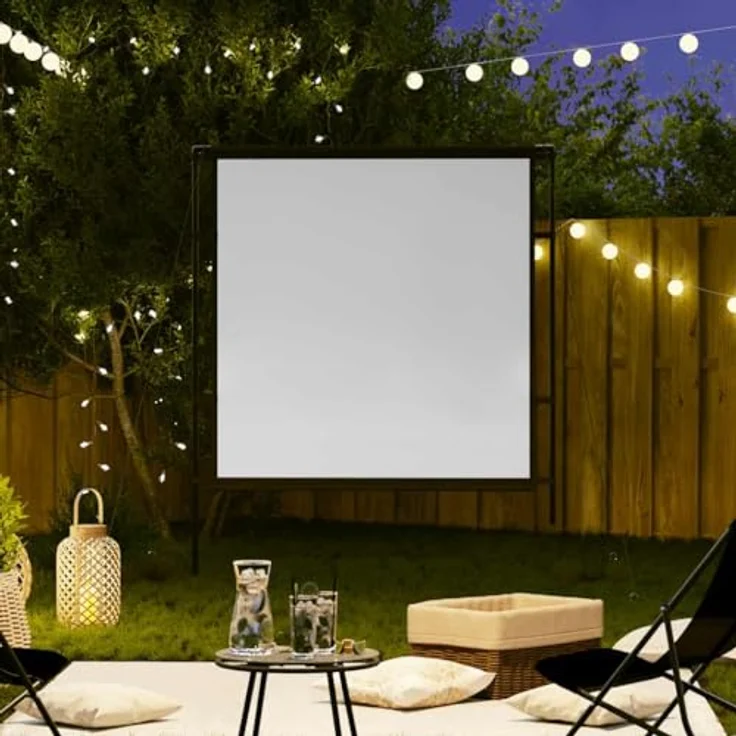 vidaXL Beamer Leinwand mit Ständer 89 Zoll 1:1, Projektionswand, Heimkino-Leinwand, Rolloleinwand, Schwarz – Bild 2