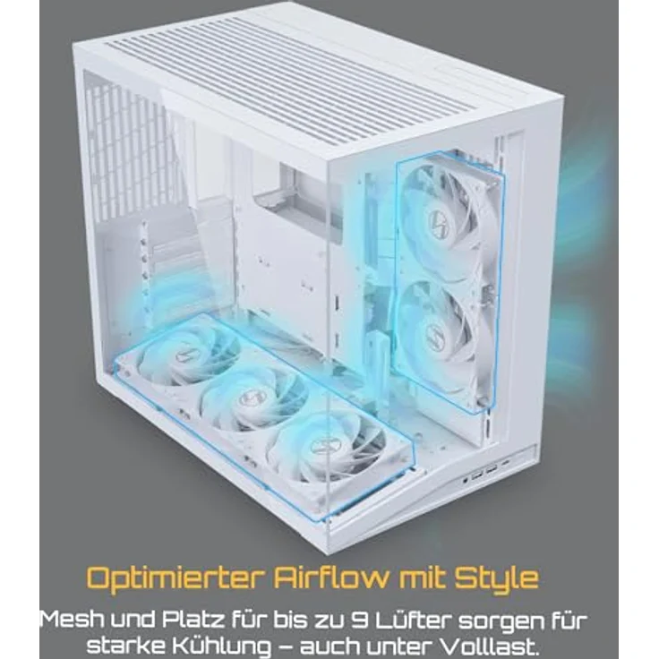 Lian Li O11 Dynamic Mini V2 Flow PC-Gehäuse, Mini-Gehäuse für ATX, Tempered Glass, weiß, inklusive 5x 120-mm-Lüfter – Bild 3