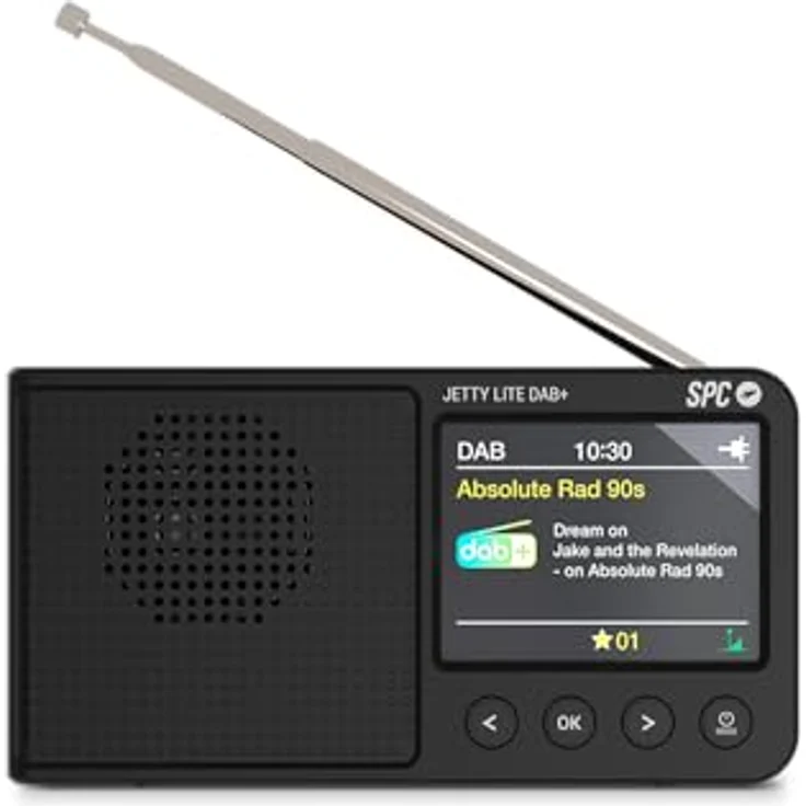 SPC Jetty Lite DAB+, Tragbares Radio mit DAB+/UKW RDS, 80 Speicherplätzen, 2,4" TFT-Farbdisplay, Bluetooth, Kopfhörerbuchse, Akku bis zu 7h, Wecker und Snooze - Schwarz – Bild 2