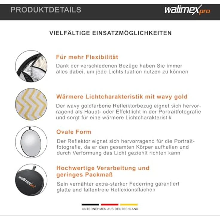 walimex pro 5in1 Faltreflektor Set Wavy, 56cm – Bild 3